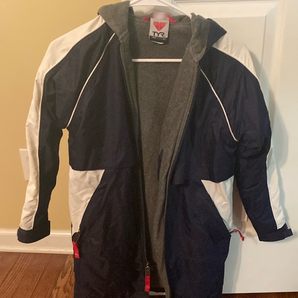 TYR Navy and White Swim Parka size small